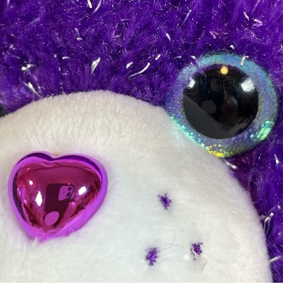 35th Anniversary LIMITED EDITION 13" Purple Glitter Rainbow Heart Care Bear - Picture 4 of 6